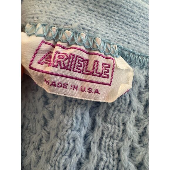 80s Vintage Baby Blue Sleeveless Sweater Vest Knit Cardigan Top size XXL - Picture 3 of 6